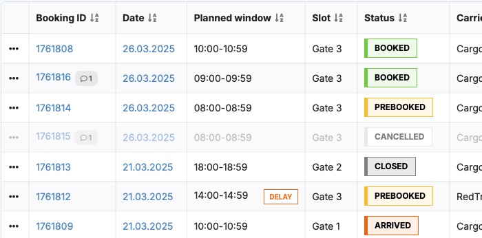 Booking screenshot